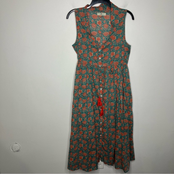 NATURAL LIFE Green and Pink Floral Midi Dress - Picture 2 of 7